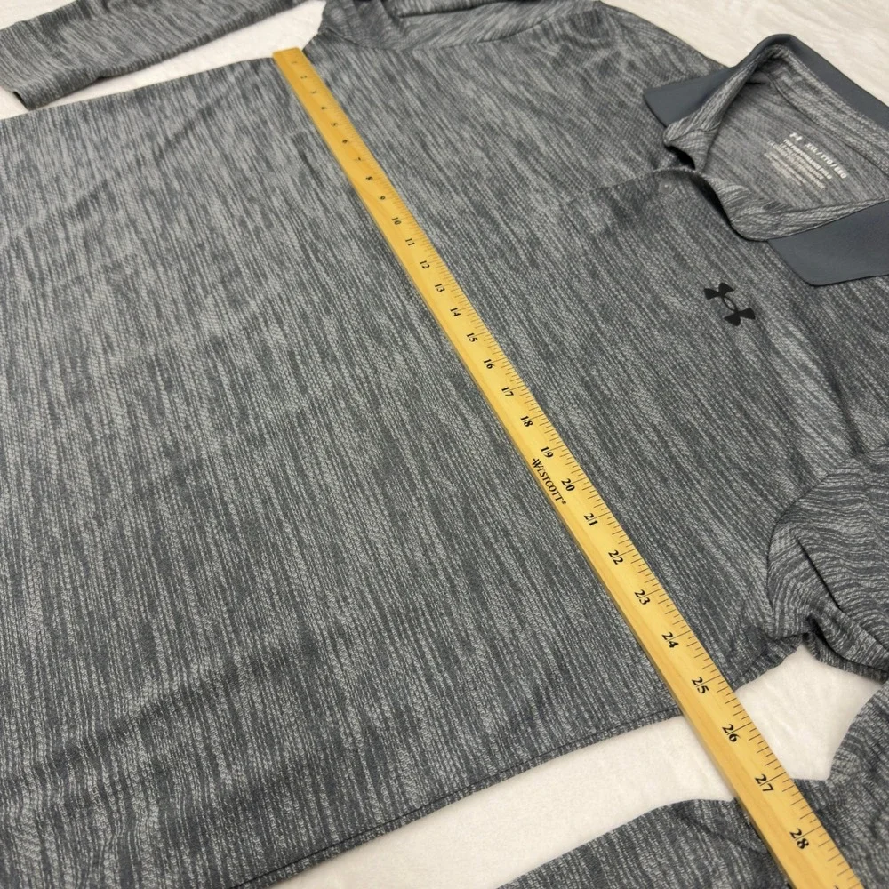 Under Armour Performance Polo Shirt Mens XXL Grey Space Dye Long Sleeve Loose